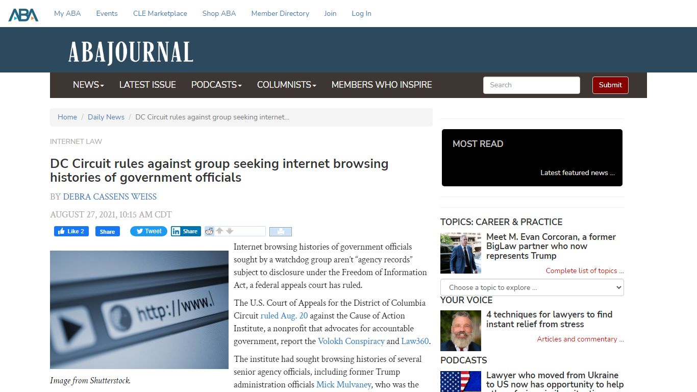 DC Circuit rules against group seeking internet browsing histories of ...